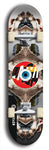 North American maple skateboard deck designed by underground artist BellyRash -- available in widths between 7.5 to 8.5 inches in both mellow concave and steep concave shapes. Artwork: street art and street artist and red VACA logo