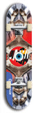 North American maple skateboard deck designed by underground artist BellyRash -- available in widths between 7.5 to 8.5 inches in both mellow concave and steep concave shapes. Artwork: street art and street artist and red VACA logo