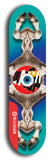 North American maple skateboard deck designed by underground artist BellyRash -- available in widths between 7.5 to 8.5 inches in both mellow concave and steep concave shapes. Artwork: street art and street artist and red VACA logo