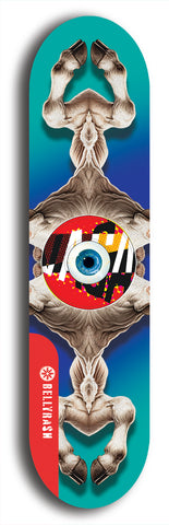 North American maple skateboard deck designed by underground artist BellyRash -- available in widths between 7.5 to 8.5 inches in both mellow concave and steep concave shapes. Artwork: street art and street artist and red VACA logo