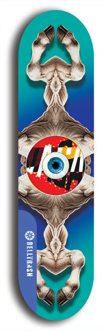 North American maple skateboard deck designed by underground artist BellyRash -- available in widths between 7.5 to 8.5 inches in both mellow concave and steep concave shapes. Artwork: street art and street artist and red VACA logo
