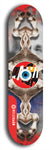 North American maple skateboard deck designed by underground artist BellyRash -- available in widths between 7.5 to 8.5 inches in both mellow concave and steep concave shapes. Artwork: street art and street artist and red VACA logo