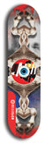 North American maple skateboard deck designed by underground artist BellyRash -- available in widths between 7.5 to 8.5 inches in both mellow concave and steep concave shapes. Artwork: street art and street artist and red VACA logo