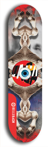 North American maple skateboard deck designed by underground artist BellyRash -- available in widths between 7.5 to 8.5 inches in both mellow concave and steep concave shapes. Artwork: street art and street artist and red VACA logo