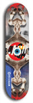North American maple skateboard deck designed by underground artist BellyRash -- available in widths between 7.5 to 8.5 inches in both mellow concave and steep concave shapes. Artwork: street art and street artist and red VACA logo