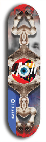 North American maple skateboard deck designed by underground artist BellyRash -- available in widths between 7.5 to 8.5 inches in both mellow concave and steep concave shapes. Artwork: street art and street artist and red VACA logo