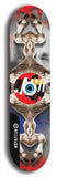 North American maple skateboard deck designed by underground artist BellyRash -- available in widths between 7.5 to 8.5 inches in both mellow concave and steep concave shapes. Artwork: street art and street artist and red VACA logo