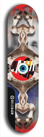 North American maple skateboard deck designed by underground artist BellyRash -- available in widths between 7.5 to 8.5 inches in both mellow concave and steep concave shapes. Artwork: street art and street artist and red VACA logo