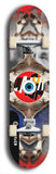 North American maple skateboard deck designed by underground artist BellyRash -- available in widths between 7.5 to 8.5 inches in both mellow concave and steep concave shapes. Artwork: street art and street artist and red VACA logo
