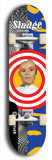 North American maple skateboard deck designed by underground artist BellyRash -- available in widths between 7.5 to 8.5 inches in both mellow concave and steep concave shapes. Artwork: street art and street artist and Sludge skateboard brand logo