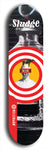 North American maple skateboard deck designed by underground artist BellyRash -- available in widths between 7.5 to 8.5 inches in both mellow concave and steep concave shapes. Artwork: street art and street artist and Sludge skateboard brand logo