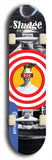 North American maple skateboard deck designed by underground artist BellyRash -- available in widths between 7.5 to 8.5 inches in both mellow concave and steep concave shapes. Artwork: street art and street artist and Sludge skateboard brand logo