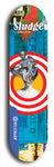 North American maple skateboard deck designed by underground artist BellyRash -- available in widths between 7.5 to 8.5 inches in both mellow concave and steep concave shapes. Artwork: street art and street artist and Sludge skateboard brand logo