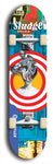 North American maple skateboard deck designed by underground artist BellyRash -- available in widths between 7.5 to 8.5 inches in both mellow concave and steep concave shapes. Artwork: street art and street artist and Sludge skateboard brand logo
