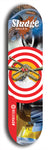 North American maple skateboard deck designed by underground artist BellyRash -- available in widths between 7.5 to 8.5 inches in both mellow concave and steep concave shapes. Artwork: street art and street artist and Sludge skateboard brand logo
