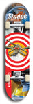 North American maple skateboard deck designed by underground artist BellyRash -- available in widths between 7.5 to 8.5 inches in both mellow concave and steep concave shapes. Artwork: street art and street artist and Sludge skateboard brand logo