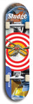 North American maple skateboard deck designed by underground artist BellyRash -- available in widths between 7.5 to 8.5 inches in both mellow concave and steep concave shapes. Artwork: street art and street artist and Sludge skateboard brand logo