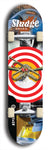 North American maple skateboard deck designed by underground artist BellyRash -- available in widths between 7.5 to 8.5 inches in both mellow concave and steep concave shapes. Artwork: street art and street artist and Sludge skateboard brand logo