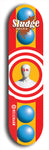 North American maple skateboard deck designed by underground artist BellyRash -- available in widths between 7.5 to 8.5 inches in both mellow concave and steep concave shapes. Artwork: street art and street artist and Sludge skateboard brand logo