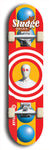 North American maple skateboard deck designed by underground artist BellyRash -- available in widths between 7.5 to 8.5 inches in both mellow concave and steep concave shapes. Artwork: street art and street artist and Sludge skateboard brand logo