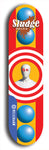 North American maple skateboard deck designed by underground artist BellyRash -- available in widths between 7.5 to 8.5 inches in both mellow concave and steep concave shapes. Artwork: street art and street artist and Sludge skateboard brand logo