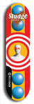 North American maple skateboard deck designed by underground artist BellyRash -- available in widths between 7.5 to 8.5 inches in both mellow concave and steep concave shapes. Artwork: street art and street artist and Sludge skateboard brand logo