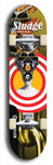 North American maple skateboard deck designed by underground artist BellyRash -- available in widths between 7.5 to 8.5 inches in both mellow concave and steep concave shapes. Artwork: street art and street artist and Sludge skateboard brand logo