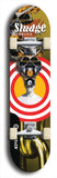 North American maple skateboard deck designed by underground artist BellyRash -- available in widths between 7.5 to 8.5 inches in both mellow concave and steep concave shapes. Artwork: street art and street artist and Sludge skateboard brand logo