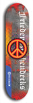 North American maple skateboard deck designed by underground artist BellyRash -- available in widths between 7.5 to 8.5 inches in both mellow concave and steep concave shapes. Artwork: street art and street artist and peace sign