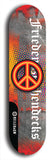 North American maple skateboard deck designed by underground artist BellyRash -- available in widths between 7.5 to 8.5 inches in both mellow concave and steep concave shapes. Artwork: street art and street artist and peace sign