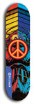 North American maple skateboard deck designed by underground artist BellyRash -- available in widths between 7.5 to 8.5 inches in both mellow concave and steep concave shapes. Artwork: street art and street artist and peace sign
