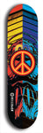 North American maple skateboard deck designed by underground artist BellyRash -- available in widths between 7.5 to 8.5 inches in both mellow concave and steep concave shapes. Artwork: street art and street artist and peace sign