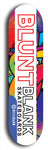 North American maple skateboard deck designed by underground artist BellyRash -- available in widths between 7.5 to 8.5 inches in both mellow concave and steep concave shapes. Artwork: street art and street artist and the BellyRash Blunt Blank skateboard deck logo