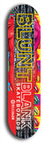 North American maple skateboard deck designed by underground artist BellyRash -- available in widths between 7.5 to 8.5 inches in both mellow concave and steep concave shapes. Artwork: street art and street artist and the BellyRash Blunt Blank skateboard deck logo