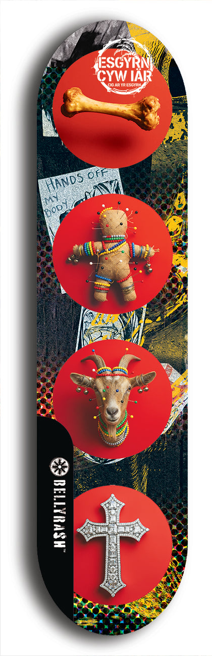 Esgyrn Cyw Iâr #1: Black Logo Skateboard Deck