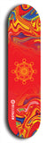 Skateboard deck: Limited edition, North American maple skateboard deck designed by underground artist BellyRash - available widths 7.5 to 8.5 inches in both mellow concave and steep concave shapes. Artwork: DHARMAMECHANIC logo brand popsicle-shaped deck 