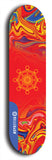 Skateboard deck: Limited edition, North American maple skateboard deck designed by underground artist BellyRash - available widths 7.5 to 8.5 inches in both mellow concave and steep concave shapes. Artwork: DHARMAMECHANIC logo brand popsicle-shaped deck 