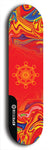 Skateboard deck: Limited edition, North American maple skateboard deck designed by underground artist BellyRash - available widths 7.5 to 8.5 inches in both mellow concave and steep concave shapes. Artwork: DHARMAMECHANIC logo brand popsicle-shaped deck 