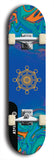 Skateboard deck: Limited edition, North American maple skateboard deck designed by underground artist BellyRash - available widths 7.5 to 8.5 inches in both mellow concave and steep concave shapes. Artwork: DHARMAMECHANIC logo brand popsicle-shaped deck 