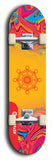 Skateboard deck: Limited edition, North American maple skateboard deck designed by underground artist BellyRash - available widths 7.5 to 8.5 inches in both mellow concave and steep concave shapes. Artwork: DHARMAMECHANIC logo brand popsicle-shaped deck 