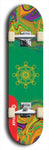 Skateboard deck: Limited edition, North American maple skateboard deck designed by underground artist BellyRash - available widths 7.5 to 8.5 inches in both mellow concave and steep concave shapes. Artwork: DHARMAMECHANIC logo brand popsicle-shaped deck 