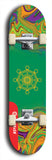 Skateboard deck: Limited edition, North American maple skateboard deck designed by underground artist BellyRash - available widths 7.5 to 8.5 inches in both mellow concave and steep concave shapes. Artwork: DHARMAMECHANIC logo brand popsicle-shaped deck 