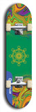 Skateboard deck: Limited edition, North American maple skateboard deck designed by underground artist BellyRash - available widths 7.5 to 8.5 inches in both mellow concave and steep concave shapes. Artwork: DHARMAMECHANIC logo brand popsicle-shaped deck 