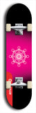 Skateboard deck: Limited edition, North American maple skateboard deck designed by underground artist BellyRash - available widths 7.5 to 8.5 inches in both mellow concave and steep concave shapes. Artwork: DHARMAMECHANIC logo brand popsicle-shaped deck 