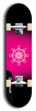 Skateboard deck: Limited edition, North American maple skateboard deck designed by underground artist BellyRash - available widths 7.5 to 8.5 inches in both mellow concave and steep concave shapes. Artwork: DHARMAMECHANIC logo brand popsicle-shaped deck 