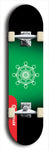 Skateboard deck: Limited edition, North American maple skateboard deck designed by underground artist BellyRash - available widths 7.5 to 8.5 inches in both mellow concave and steep concave shapes. Artwork: DHARMAMECHANIC logo brand popsicle-shaped deck 