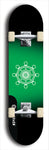 Skateboard deck: Limited edition, North American maple skateboard deck designed by underground artist BellyRash - available widths 7.5 to 8.5 inches in both mellow concave and steep concave shapes. Artwork: DHARMAMECHANIC logo brand popsicle-shaped deck 