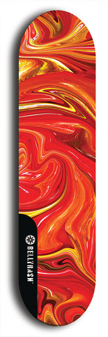 Limited edition, North American maple skateboard deck designed by underground artist BellyRash - available widths 7.5 to 8.5 inches in both mellow concave and steep concave shapes. Artwork: ABEX LIQUID brand popsicle-shaped with a multi-colored swirling patterned background