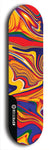 Limited edition, North American maple skateboard deck designed by underground artist BellyRash - available widths 7.5 to 8.5 inches in both mellow concave and steep concave shapes. Artwork: ABEX LIQUID brand popsicle-shaped with a multi-colored swirling patterned background