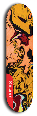 Skateboard deck: Limited edition, North American maple skateboard deck designed by underground artist BellyRash - available widths 7.5 to 8.5 inches in both mellow concave and steep concave shapes. Artwork: ABEX LIQUID brand popsicle-shaped with a multi-colored swirling patterned background